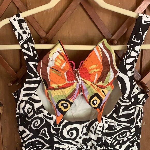 Phoebe Couture B/W Butterfly midi halter silk dress - Picture 9 of 11